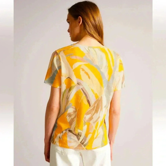 Ted Baker Pera Linen-Blend T-Shirt Women's size 5 - Picture 3 of 13